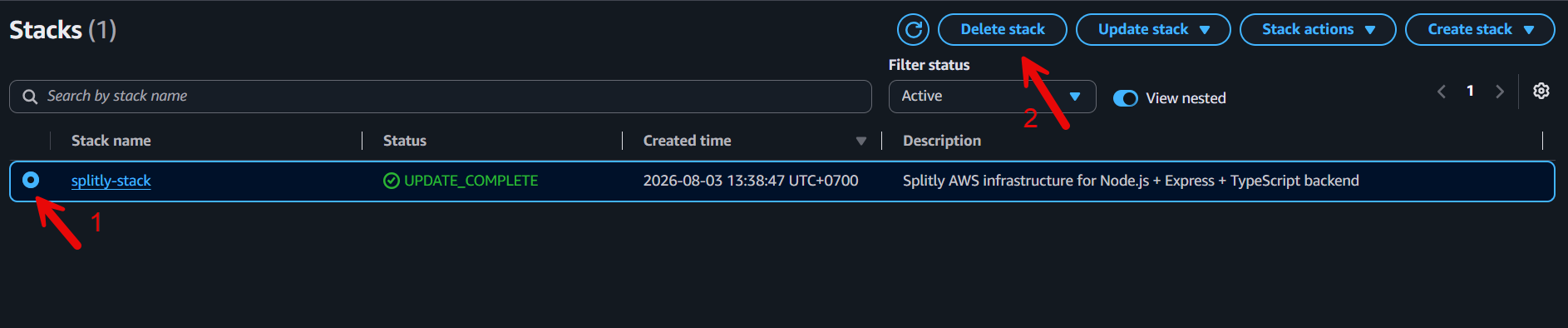 delete stack